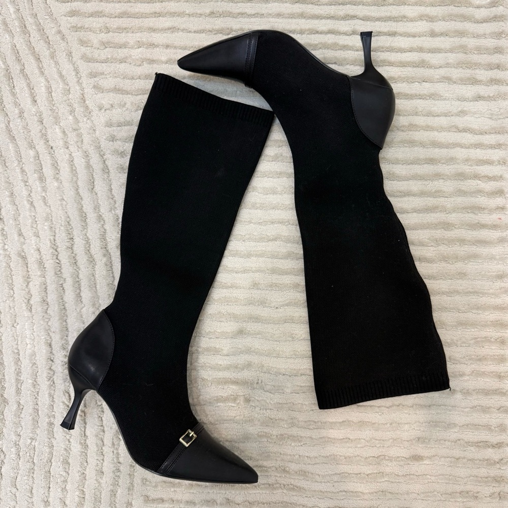 Elegant Black Knee-High Women's Boots - Picture 2 of 7